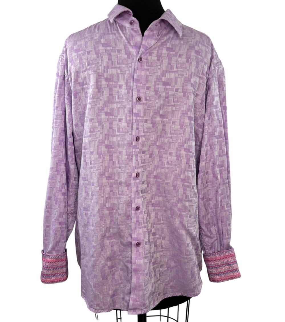 Robert Graham Purple Shirt Cotton Dalyn Chantille Classic Button-Up XL X-Large
